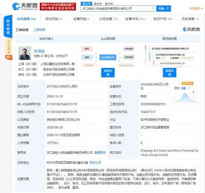 浙江螞蟻小微金融服務集團注冊資本擴容2.55億元，拓展金融信息技術(shù)外包服務
